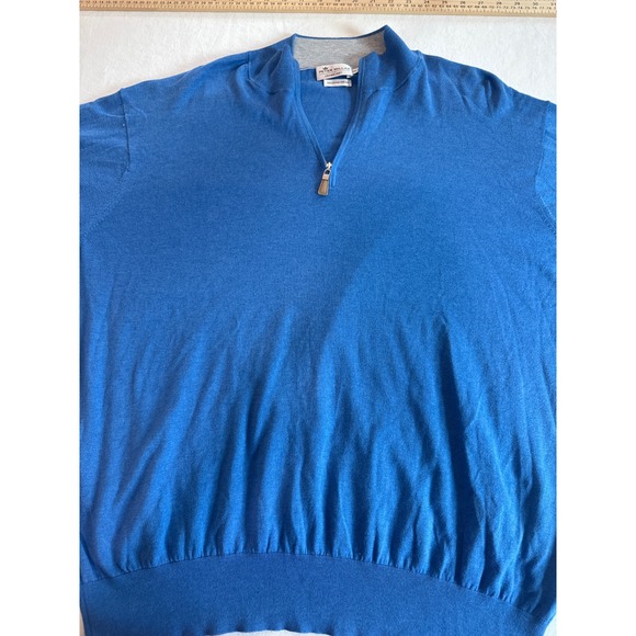 Peter Millar Other - Peter Millar Crown Soft Mens XXL Blue Cotton Silk Quarter Zip Pullover Sweater